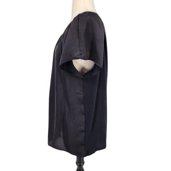 LOFT Mixed Fabric Black Top – Chiffon Front with Cotton Back - Picture 3 of 7